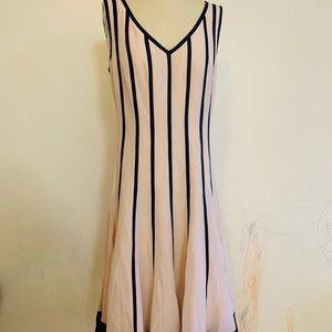 Slik linen mix pink flare dress